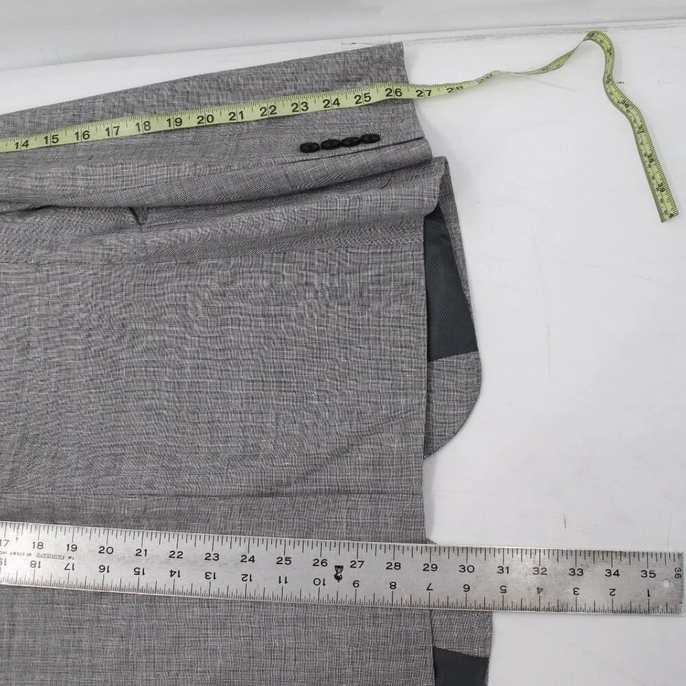 Reiss sport coat men's 40 Linen wool silk herringbone‎ gray patch pockets notch